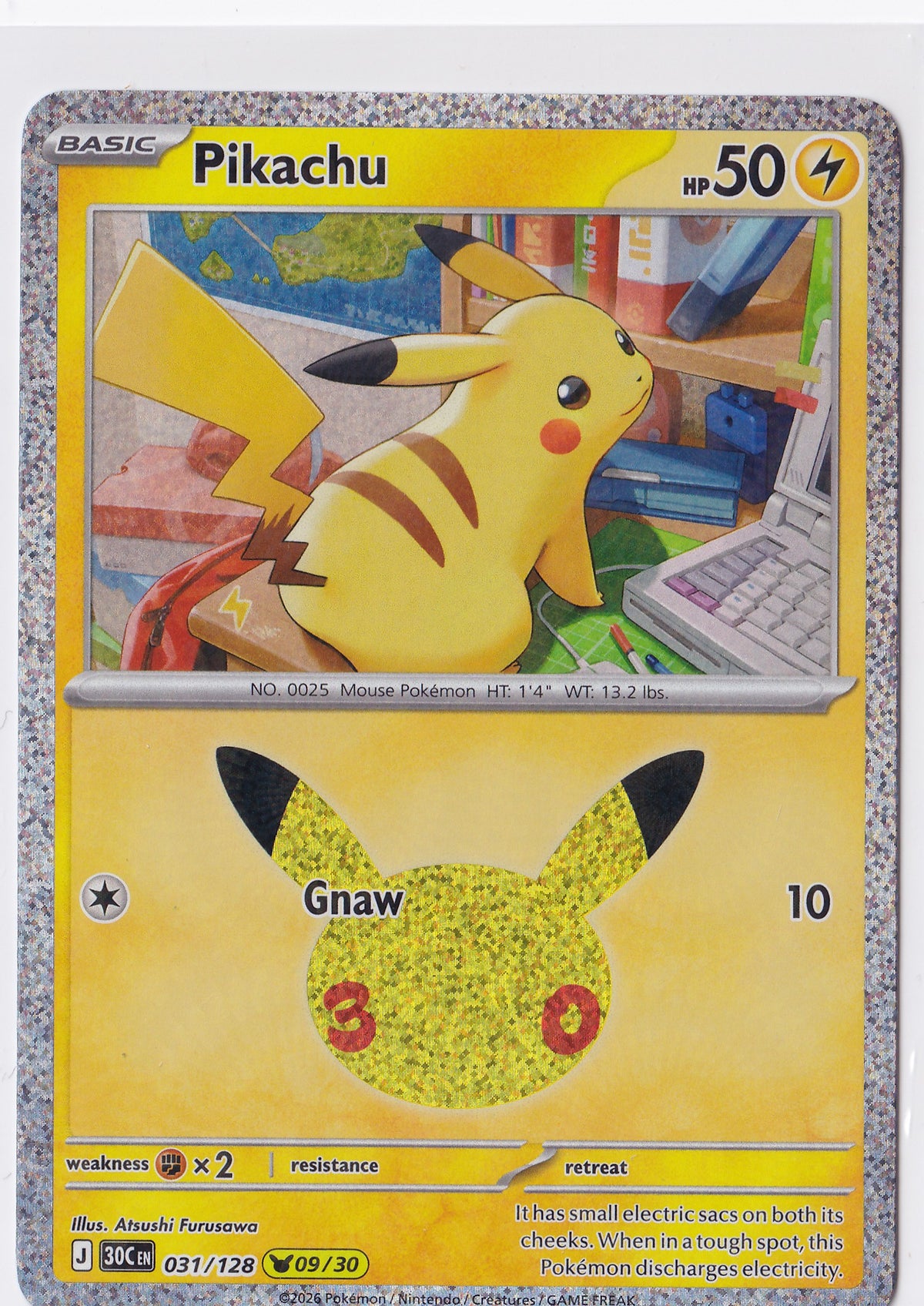 Pikachu 031/128 – 09/30 – 30th Celebration – Holo Rare – EN
