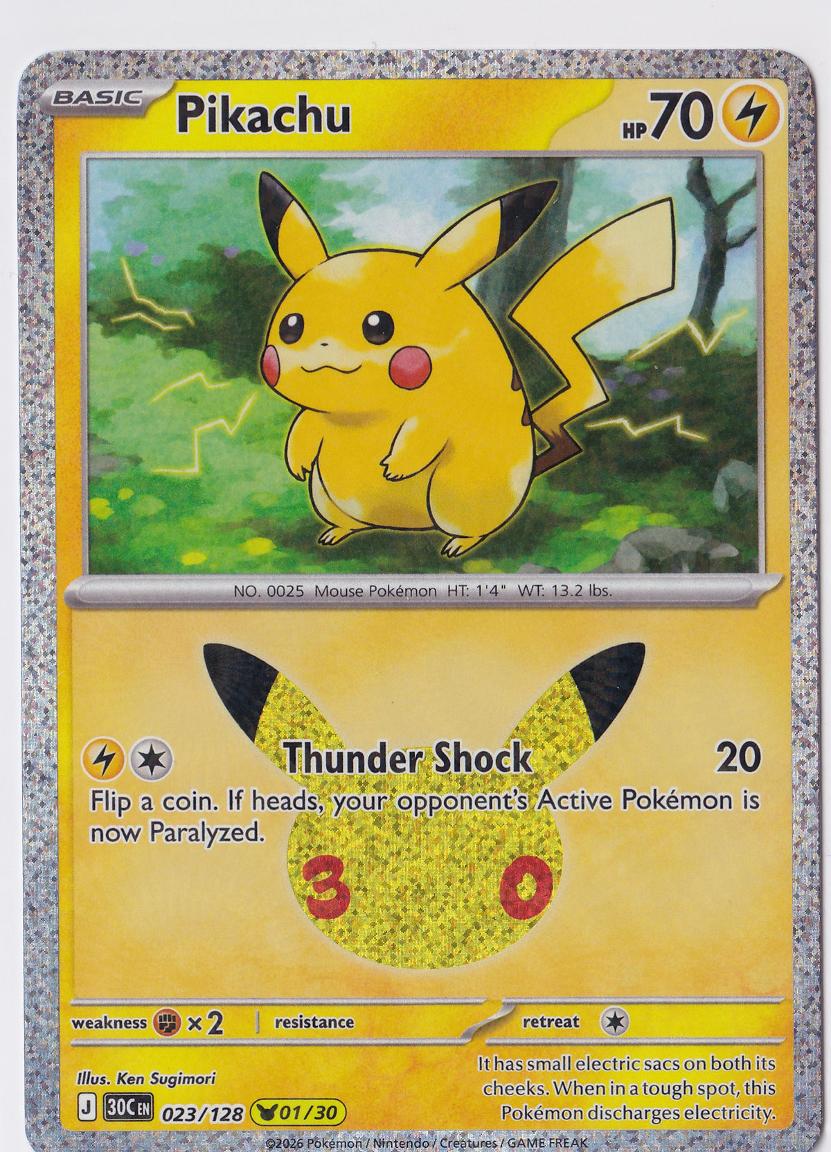 Pikachu 023/128 – Pikachu Rare 01/30 – 30th Celebration – EN
