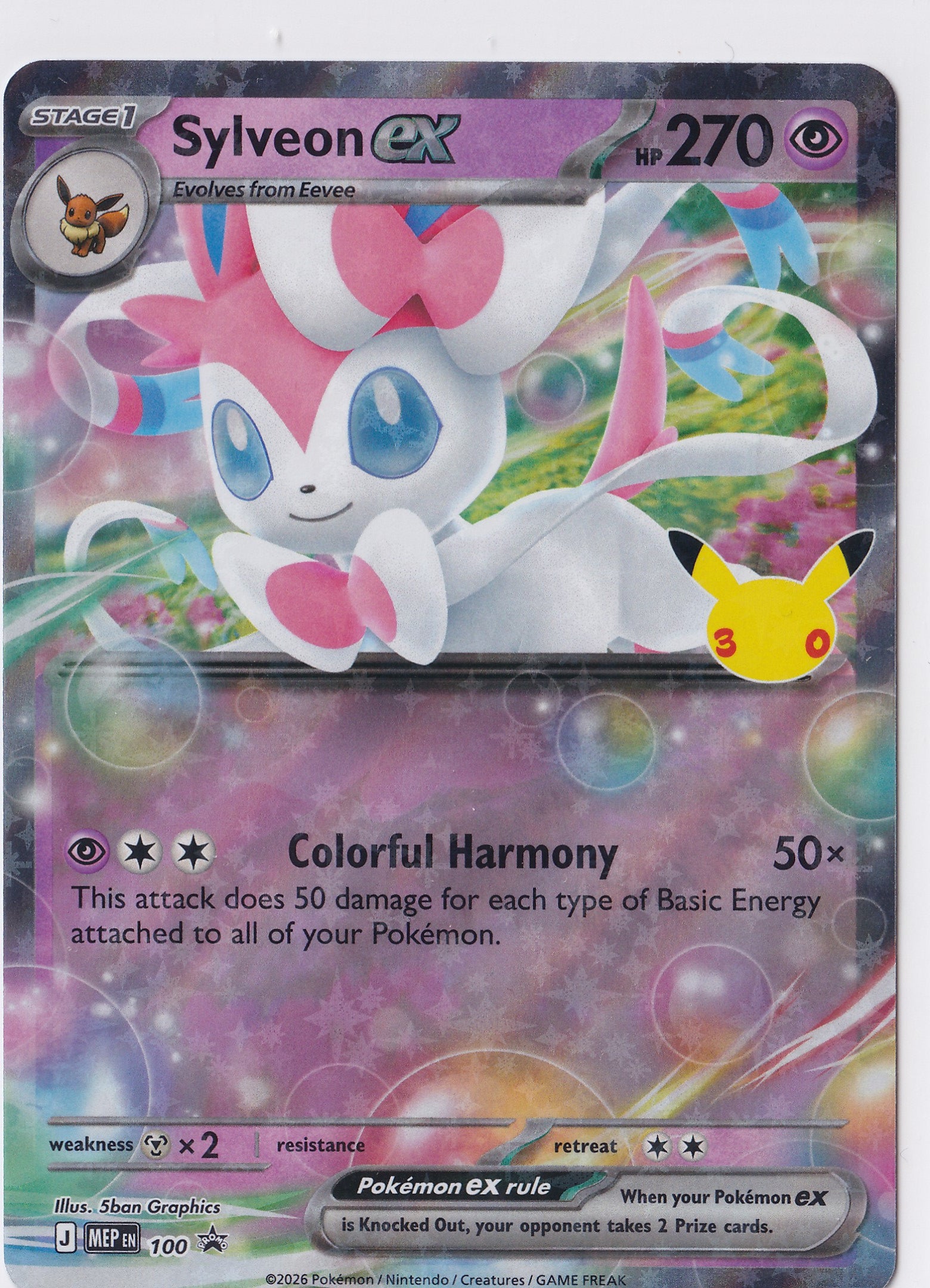 Sylveon ex – MEP 100 – 30th Celebration – Black Star Promo – EN