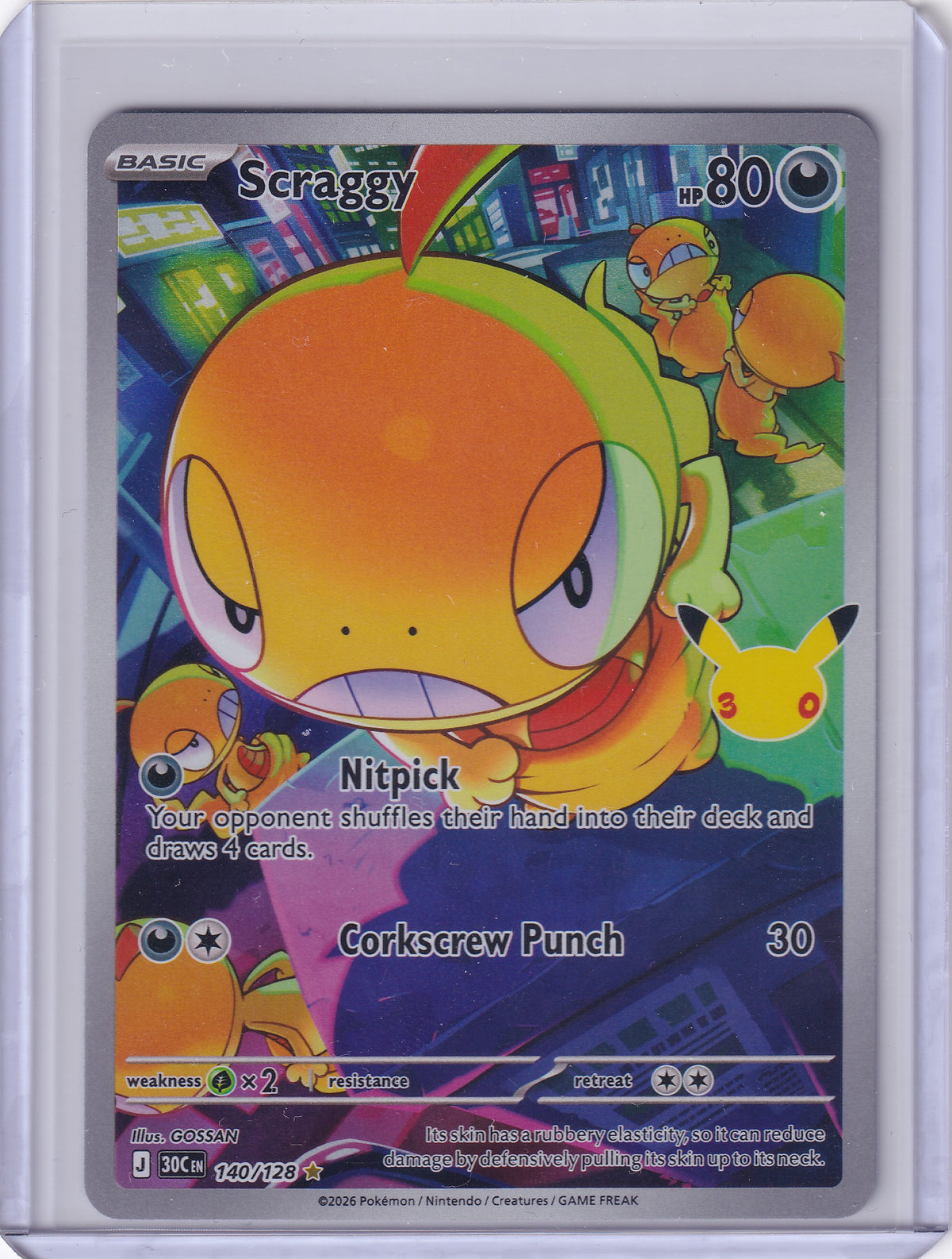 Scraggy – 140/128 – Illustration Rare – 30th Celebration