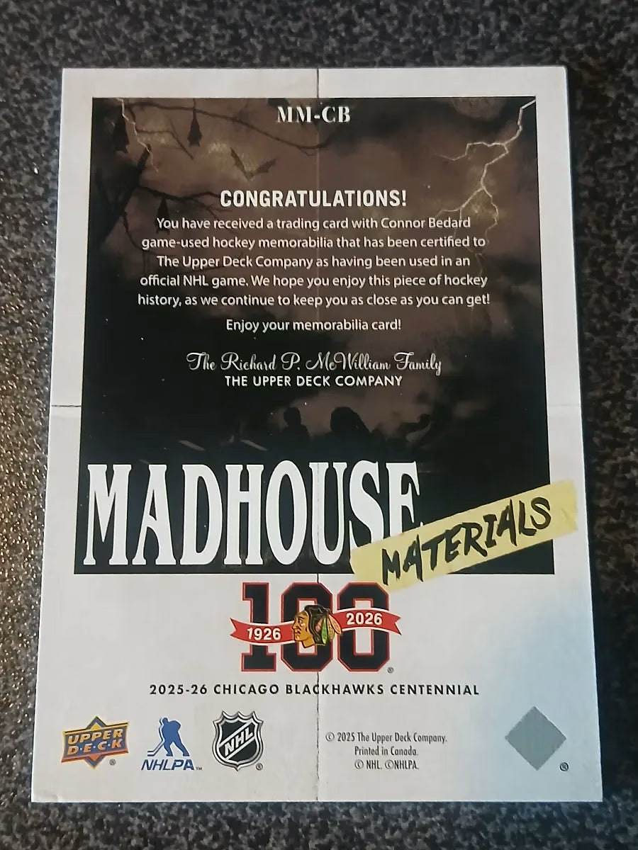 Connor Bedard – 2025-26 Madhouse Materials Jersey