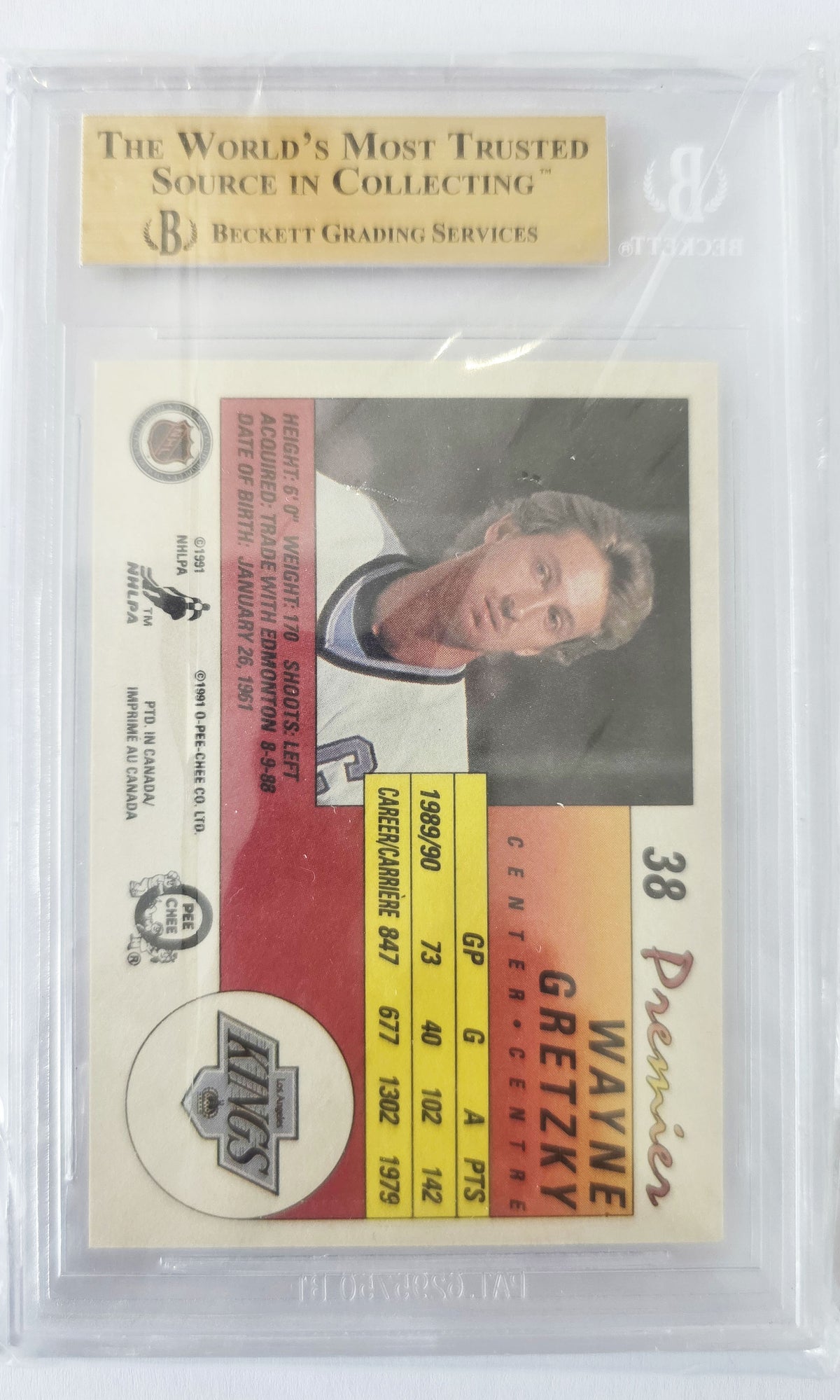 Wayne Gretzky 1990-91 O-Pee-Chee Premier #38 – BGS 9.5 GEM MINT