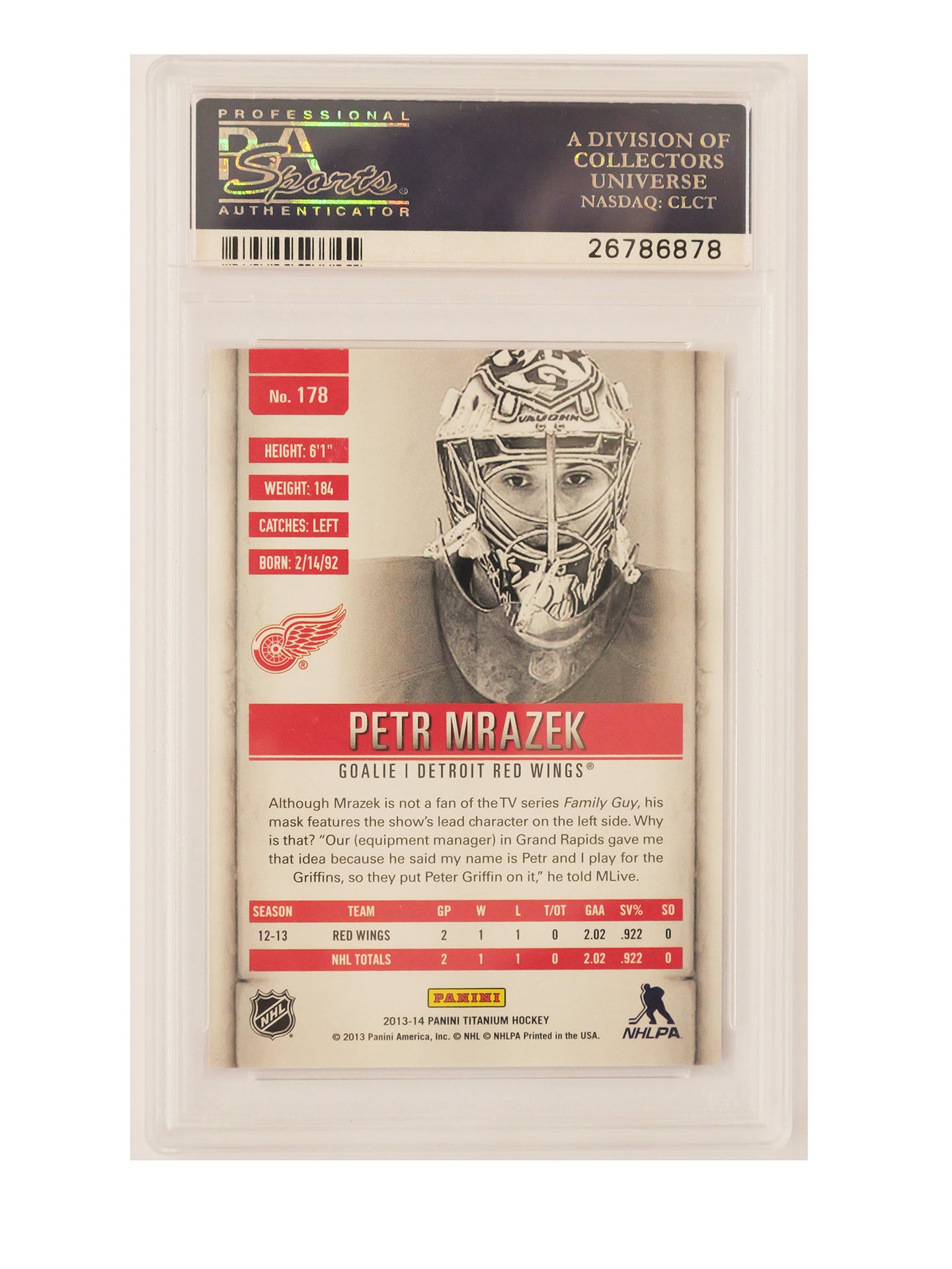 Petr Mrázek 2013–14 Panini Titanium Rookie Retail Red #178 /99 – PSA 10