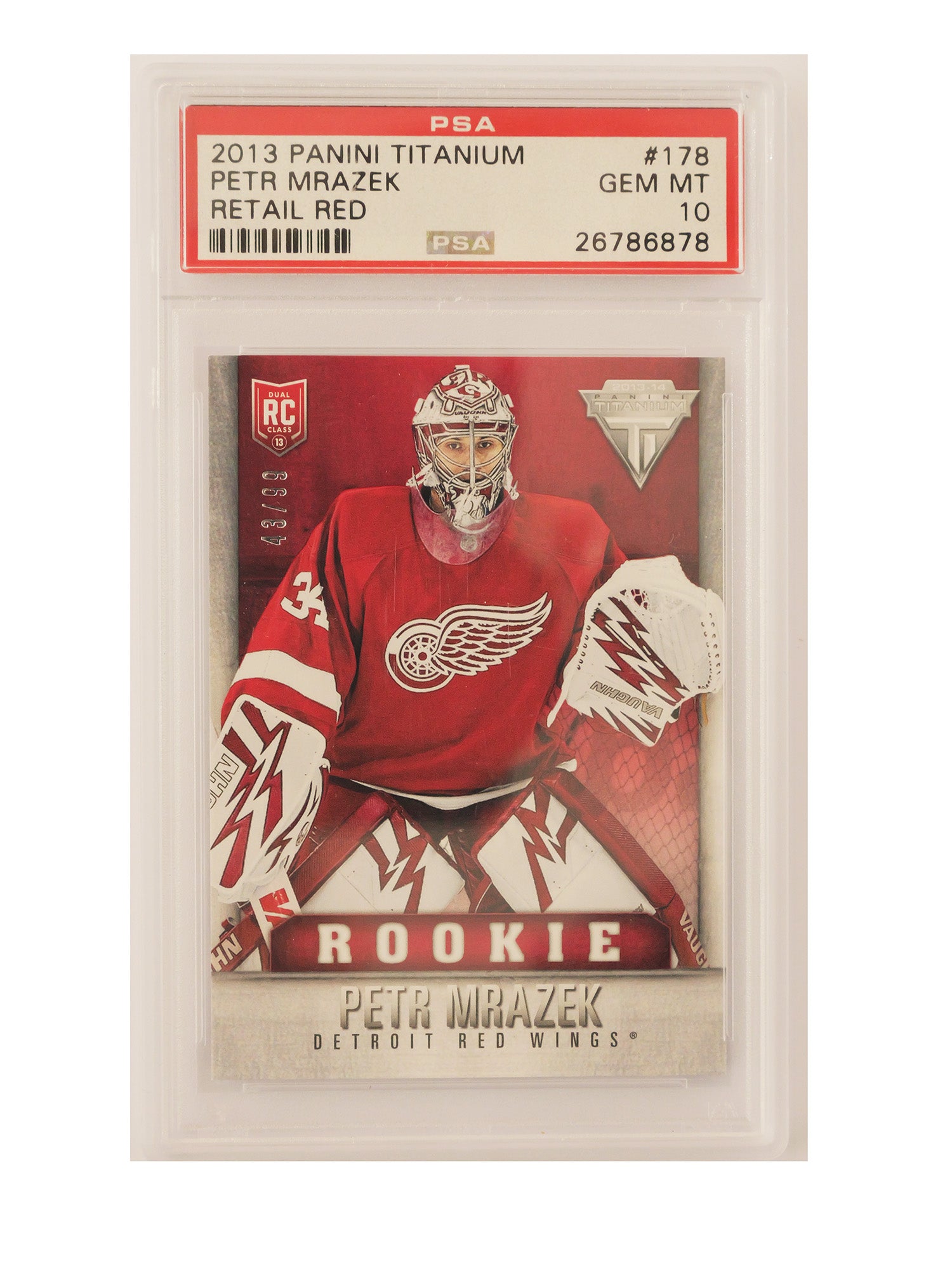 Petr Mrázek 2013–14 Panini Titanium Rookie Retail Red #178 /99 – PSA 10