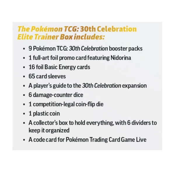 Elite Trainer Box Pokémon 30th Celebration