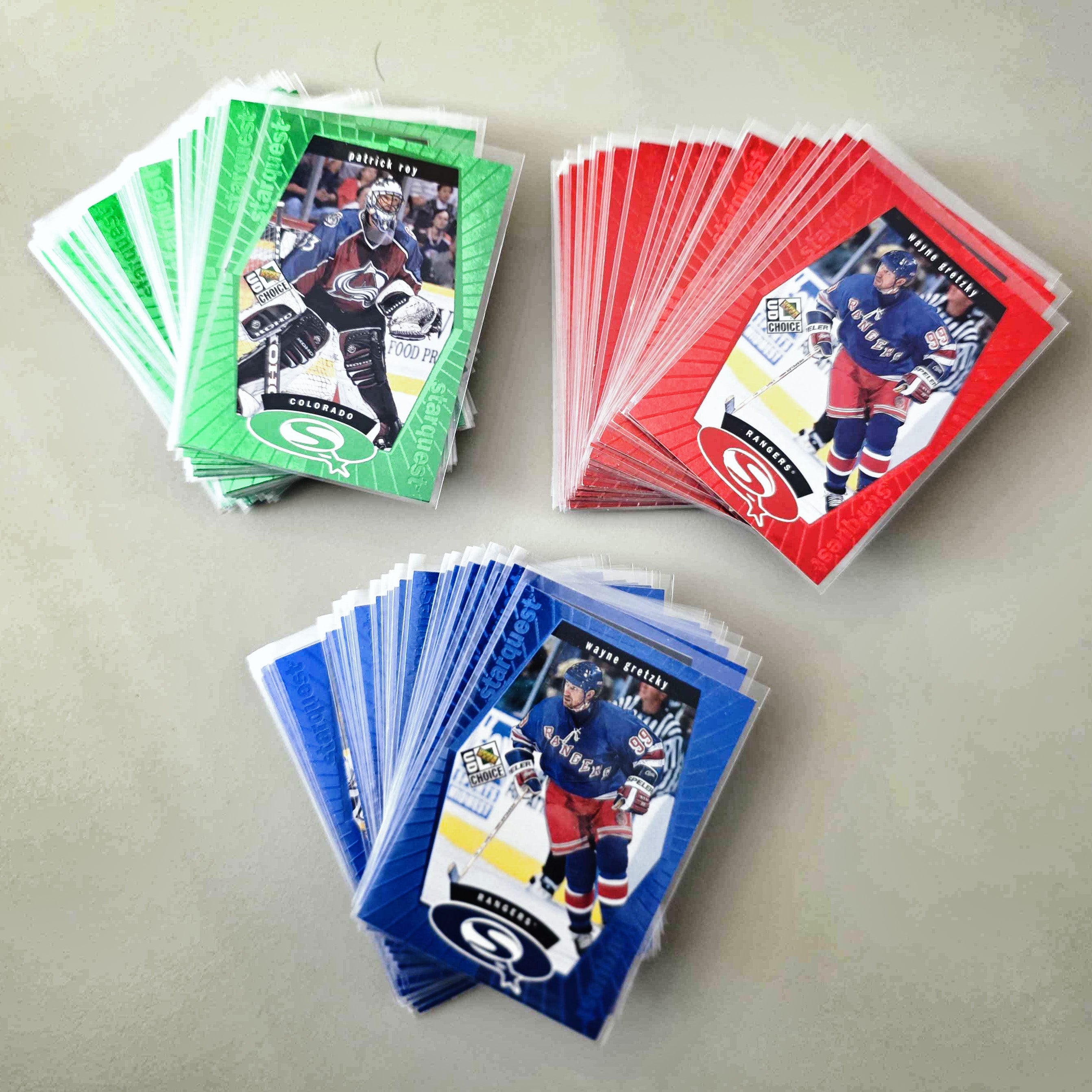 1998–99 UD Choice StarQuest – Blue, Green & Red – 3 kompletní sety / 90 karet