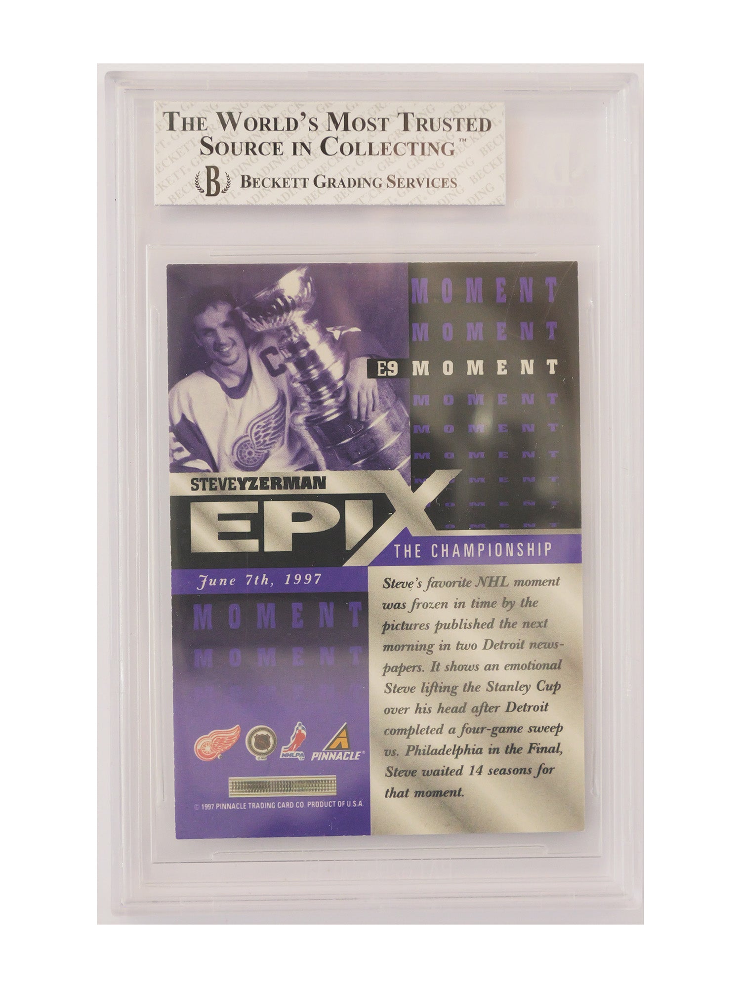 Steve Yzerman 1997–98 Pinnacle Epix Moment Purple #E9 – BGS 7.5