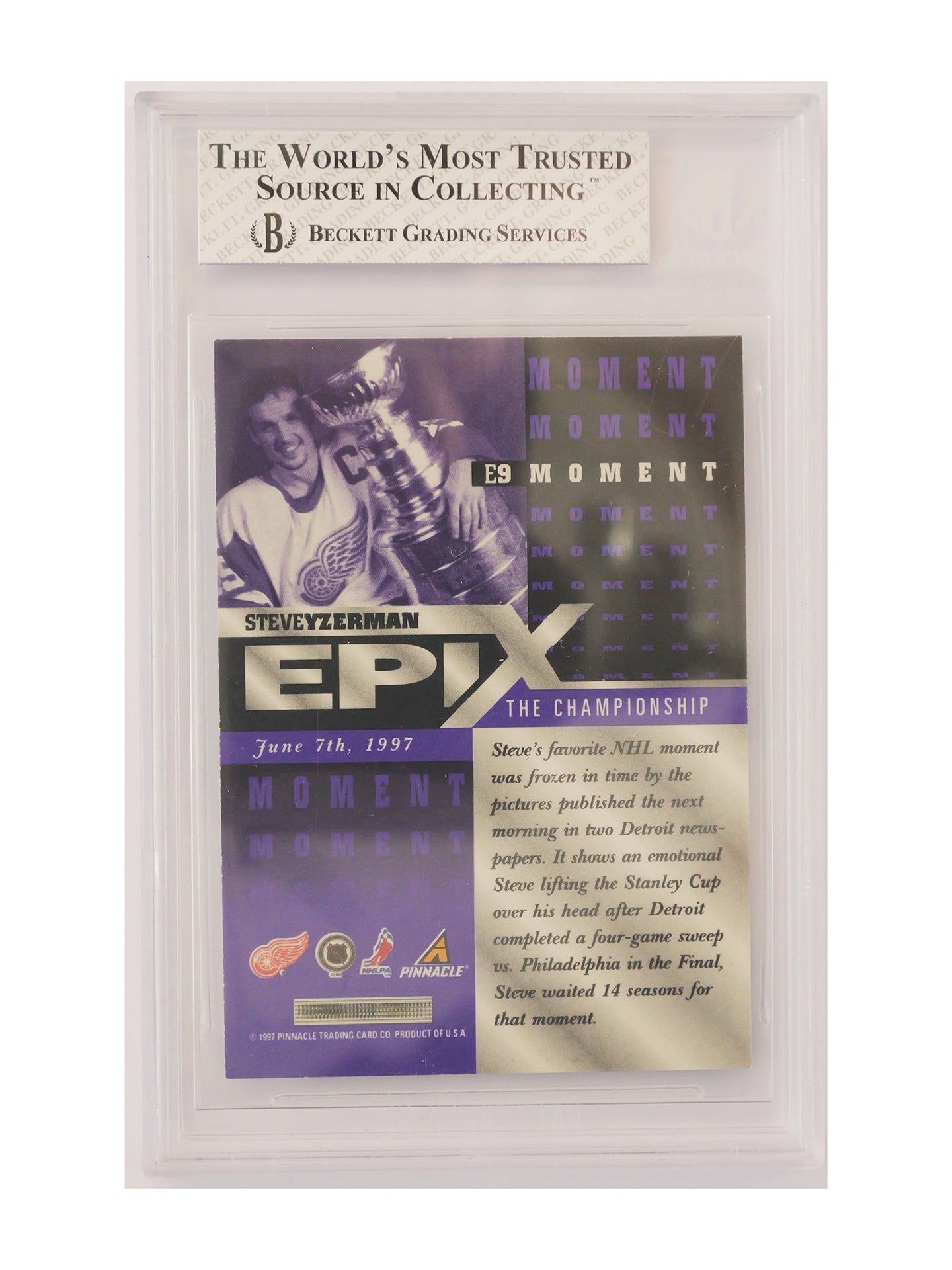 Steve Yzerman 1997–98 Pinnacle Epix Moment Purple #E9 – BGS 7.5