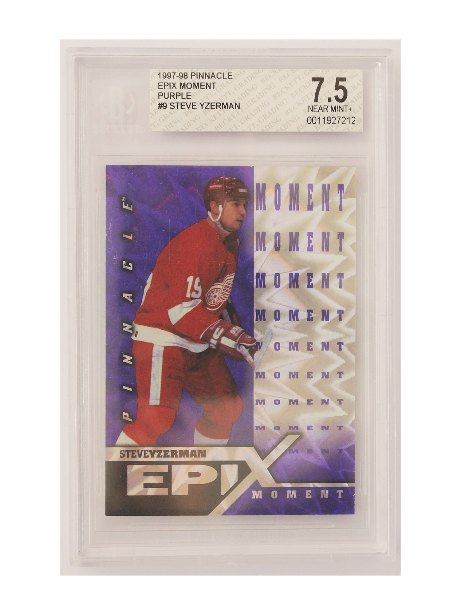 Steve Yzerman 1997–98 Pinnacle Epix Moment Purple #E9 – BGS 7.5